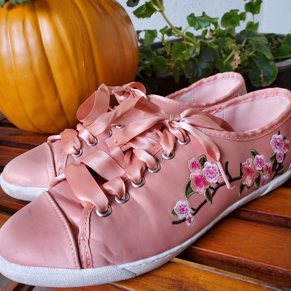 Sugar Sakura Pink Satin Shoes Size 8 and a half